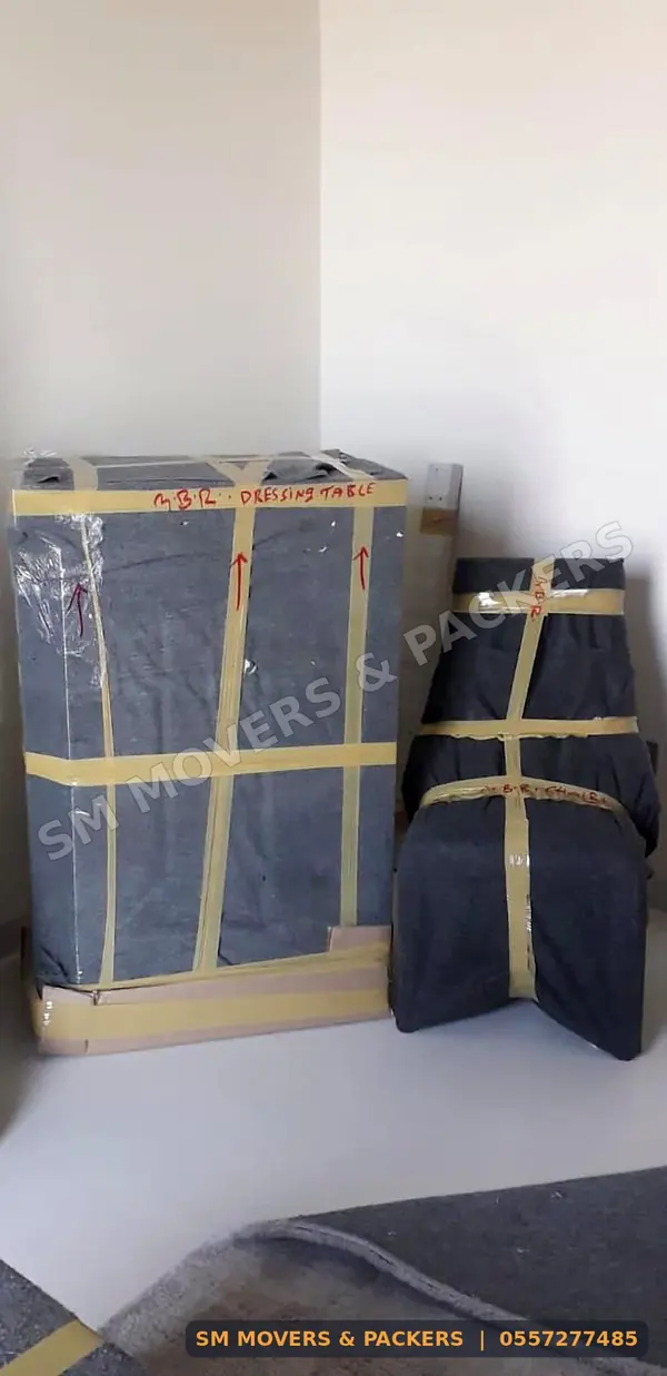 Furniture wrapped and taped