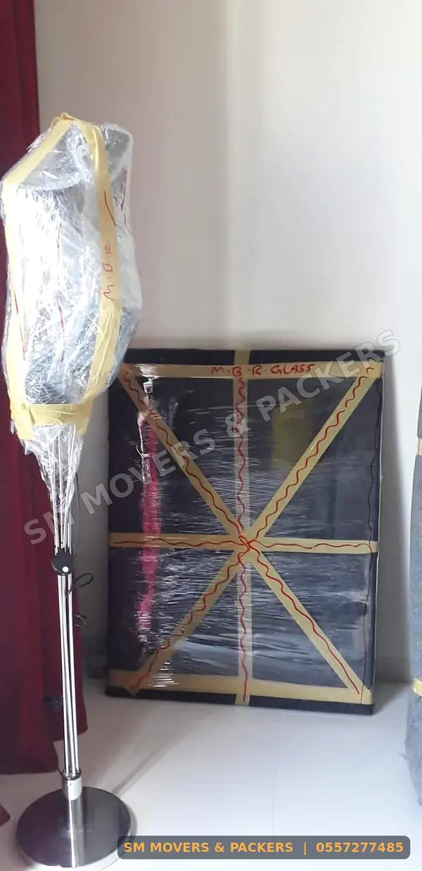 Mirror and fan protected for the move