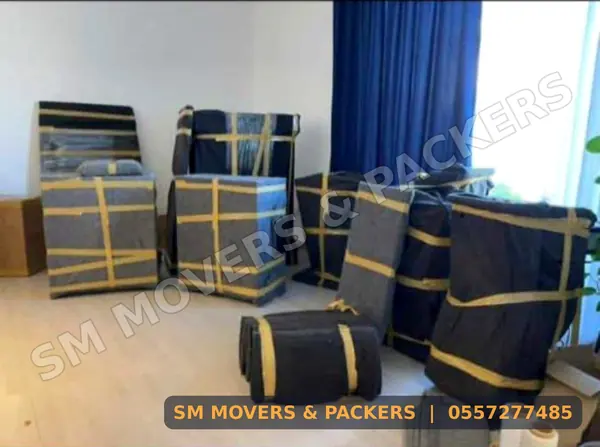 Wrapped furniture ready in a villa